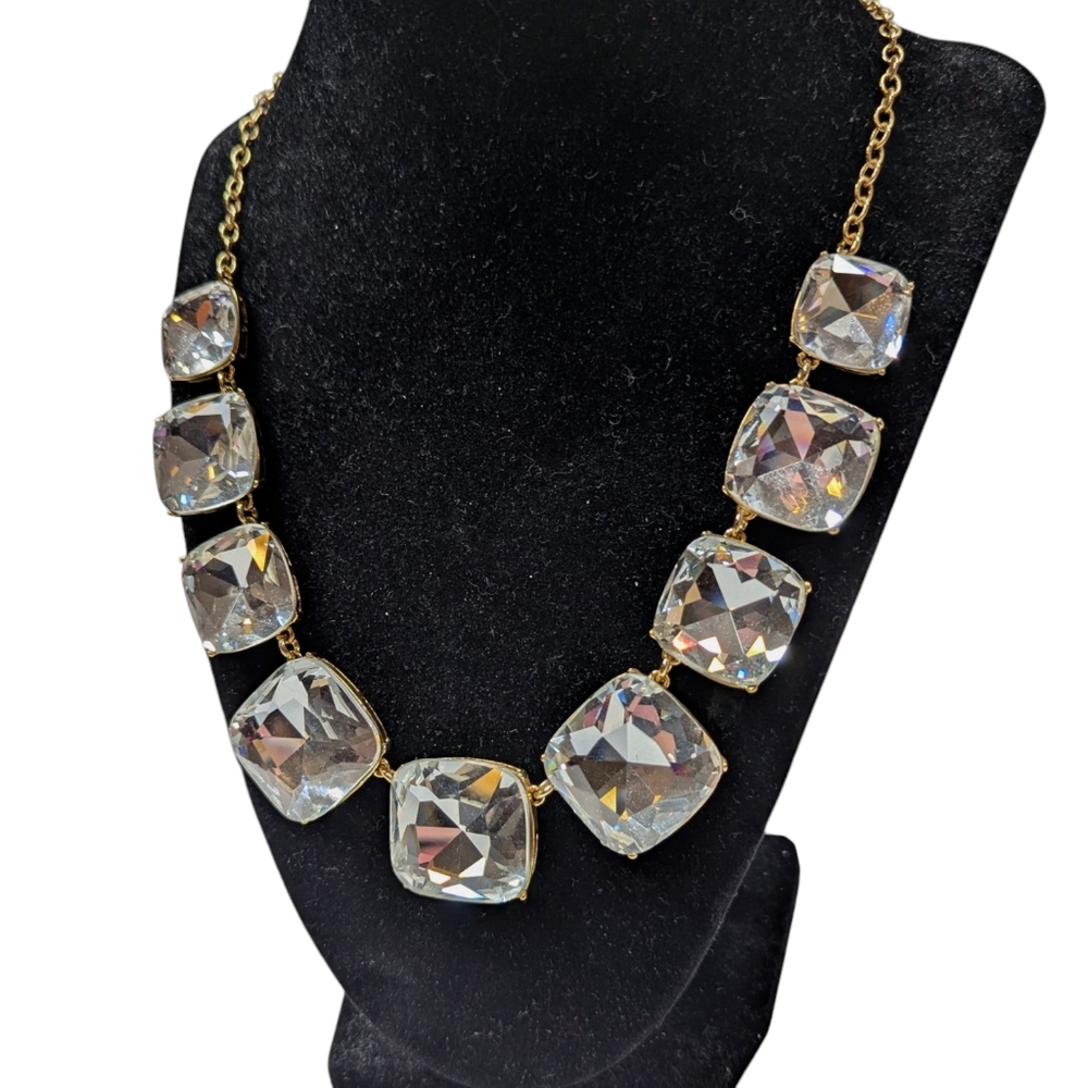Kate Spade Gold and Silver Necklace with Square Gemstones